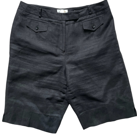 Talbots 100% Irish Linen Bermuda Shorts Coastal Minimalist Black Size 12 - Picture 3 of 10